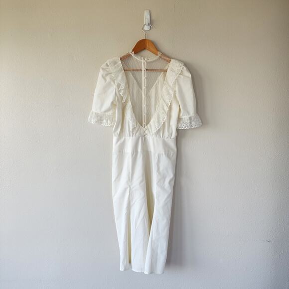 Vintage 80s White Lace Dress with Pearl Buttons – Size 4/6 - Picture 6 of 8